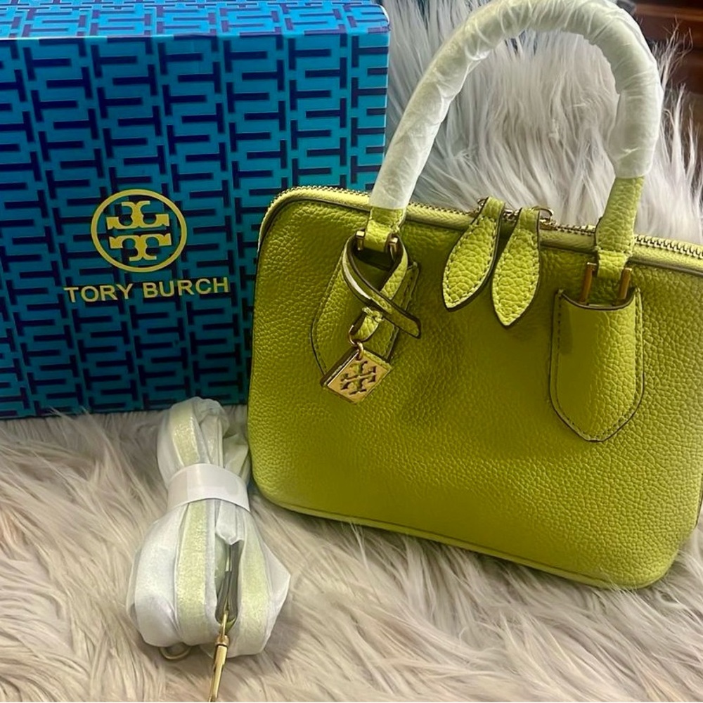 Beautiful Tory Burch mini Swing leather satchel.